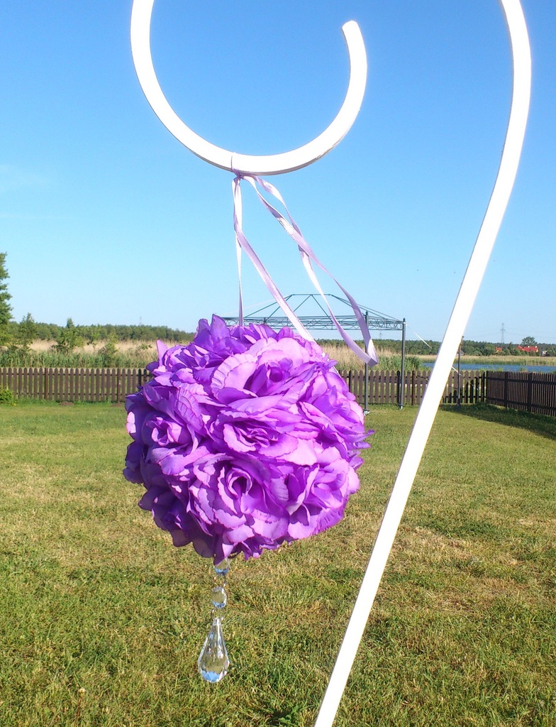 Kula kwiatowa fiolet 17 cm z kryształową łezką