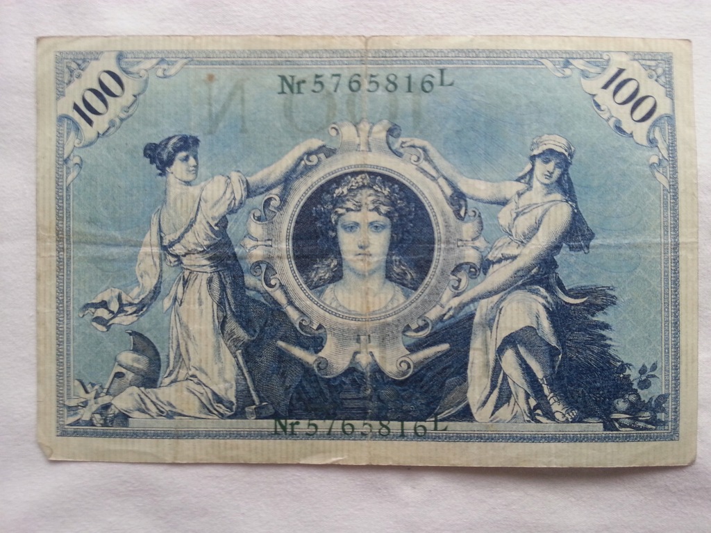 Banknot 100 marek Niemcy 1908 rok.