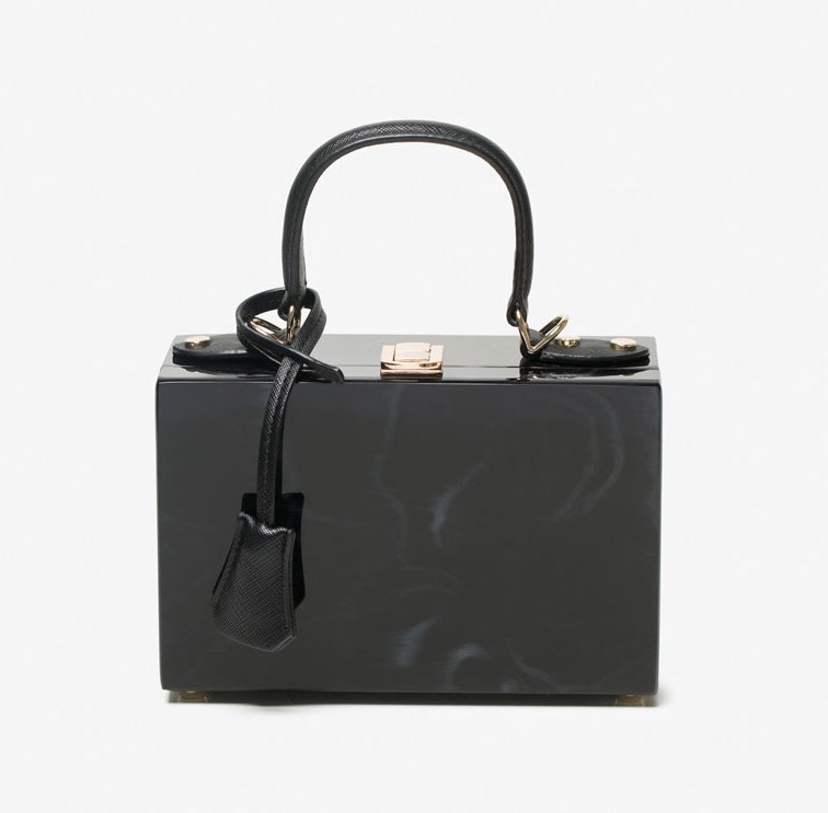 UTERQUE torebka kuferek prostokątna clutch marmur