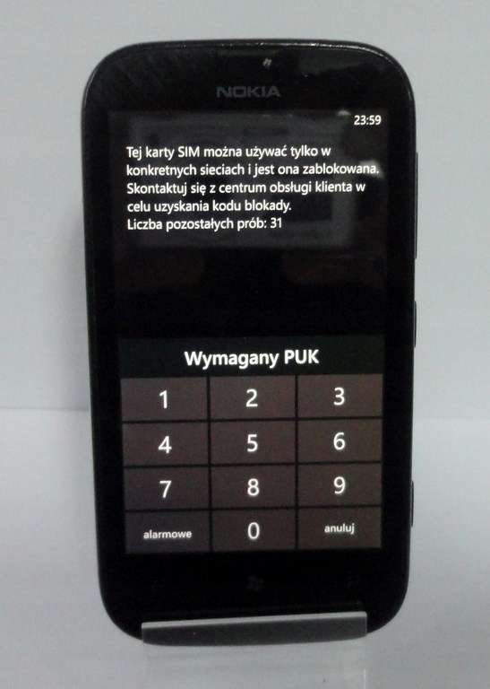 NOKIA 510 SIMLOCK KOD PUK USZKODZONY