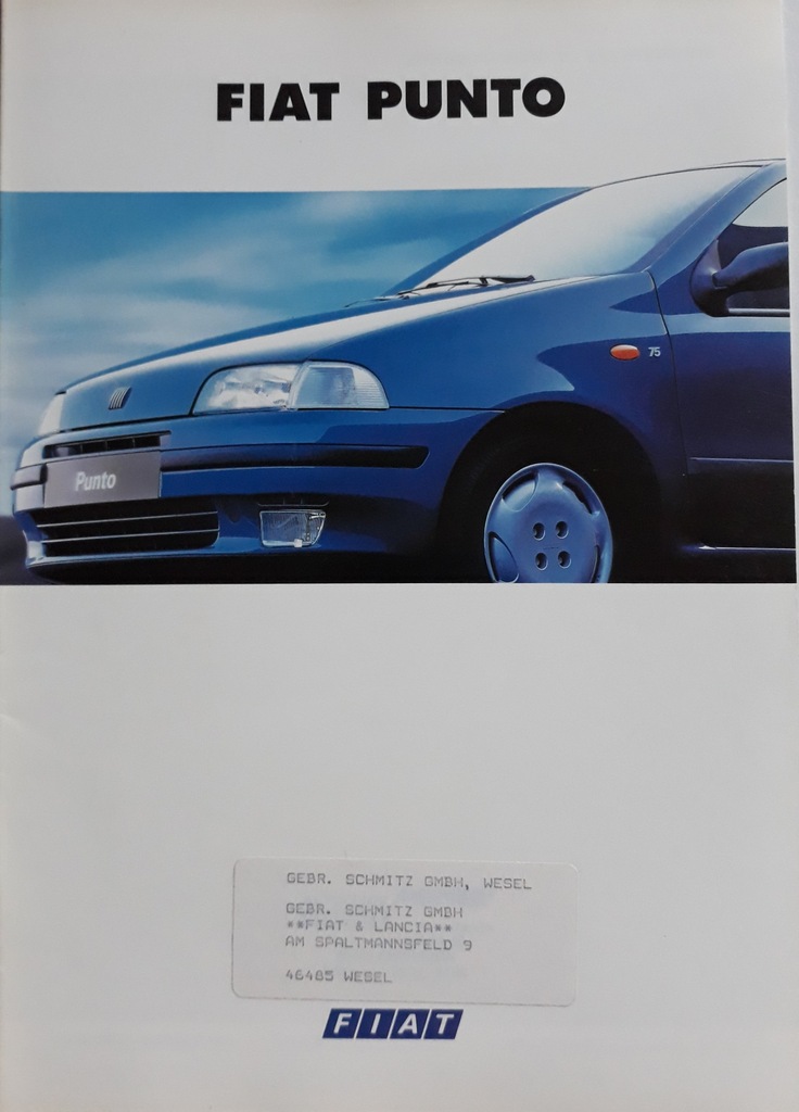 Prospekt katalog Fiat PUNTO 1993r