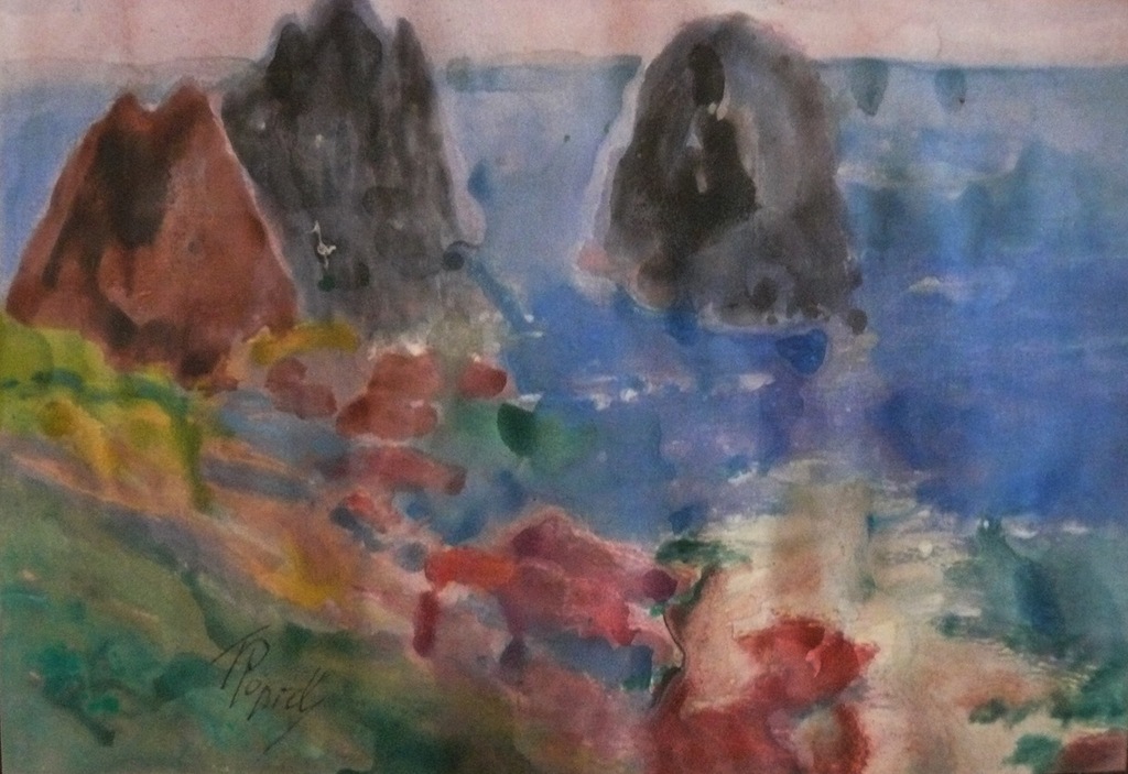 TADEUSZ POPIEL [ 1863-1913]. MOTYW Z CAPRI.STUDIUM