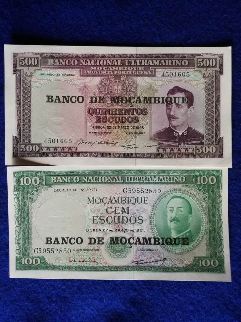 Mozambik 100 i 500 Escudos 1961-67 r.  5/4
