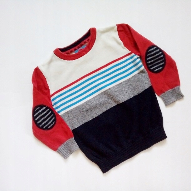 TU*śliczny klasyczny sweterek MODNE ŁATY 80-86