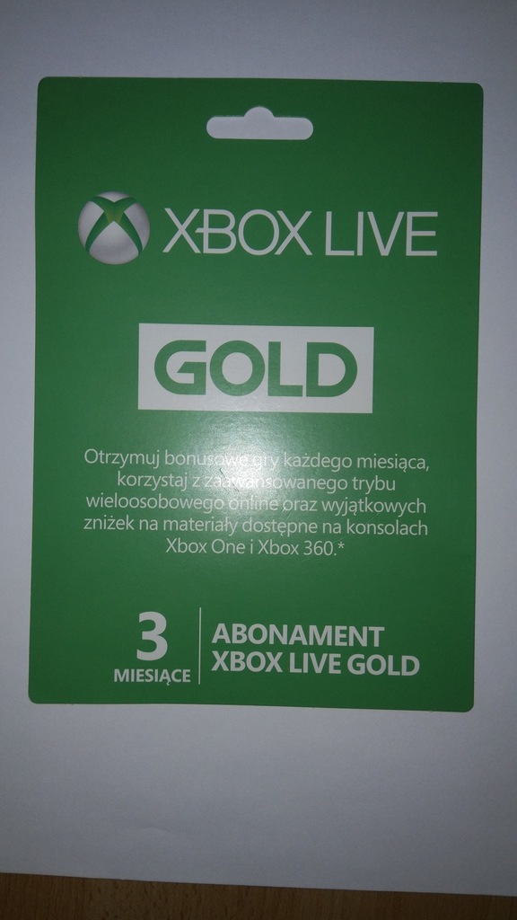 Xbox Live Gold 3 miesiące
