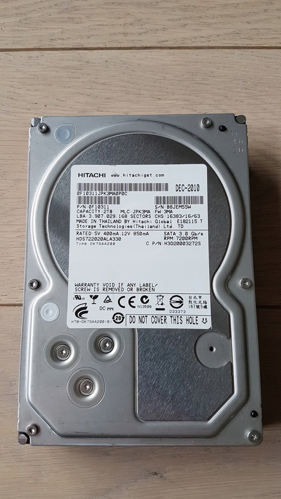 Dysk Hitachi SATA 2TB HDS722020ALA330