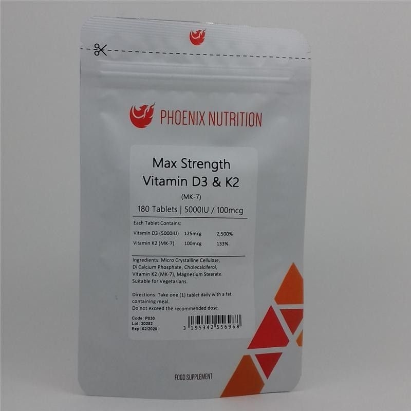 Phoenix Nutrition Witamina D3 5000IU+K2 100ug x180