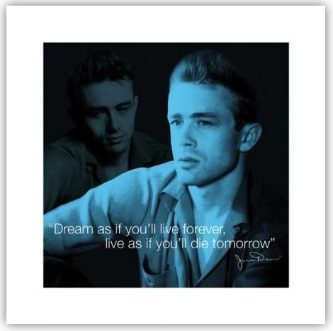 plakat obraz JAMES DEAN ŻYCIOWE CYTATY 40x40cm