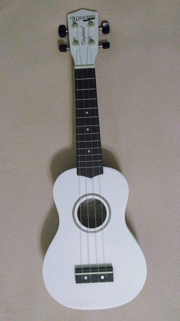 Białe ukulele + pokrowiec + stroik JEREMI A2