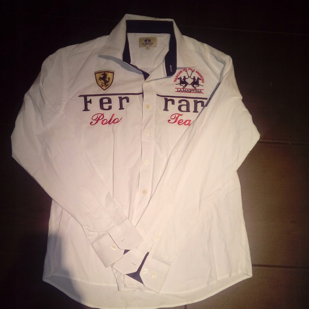 Koszula Ferrari włoska biała męska luksusowa HIT