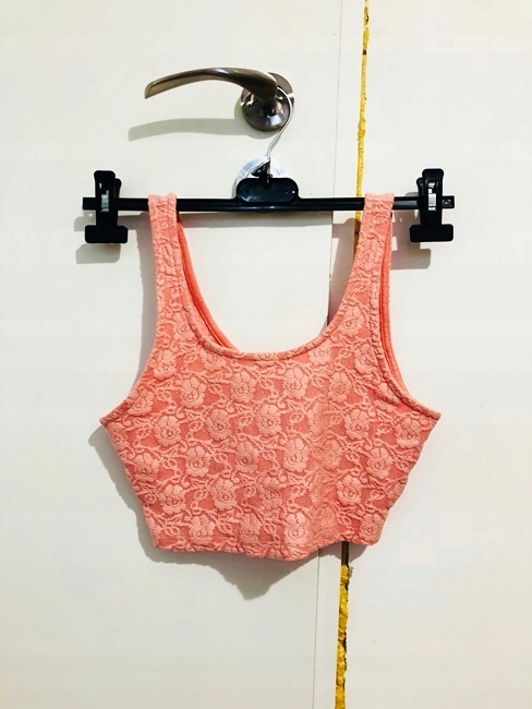 Gorset / bralet / crop top koronka topshop łosoś