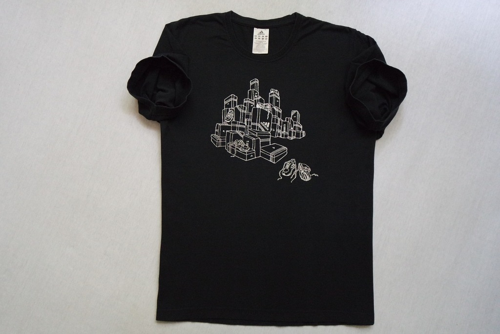 ADIDAS koszulka czarna nadruk t-shirt logowana__XL
