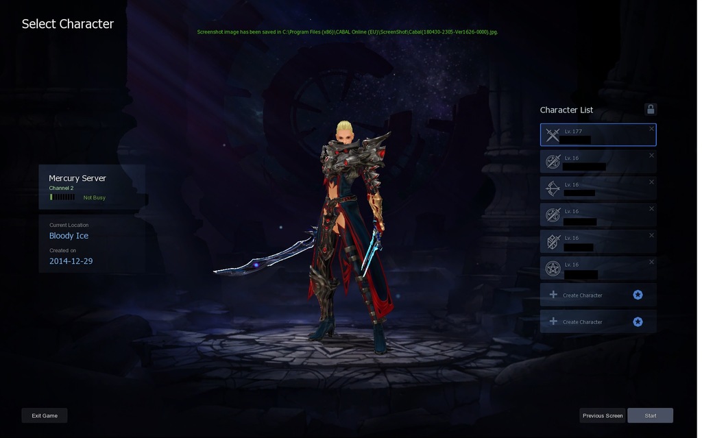 Cabal online BL 177 lvl Mercury + bonusy Item Shop