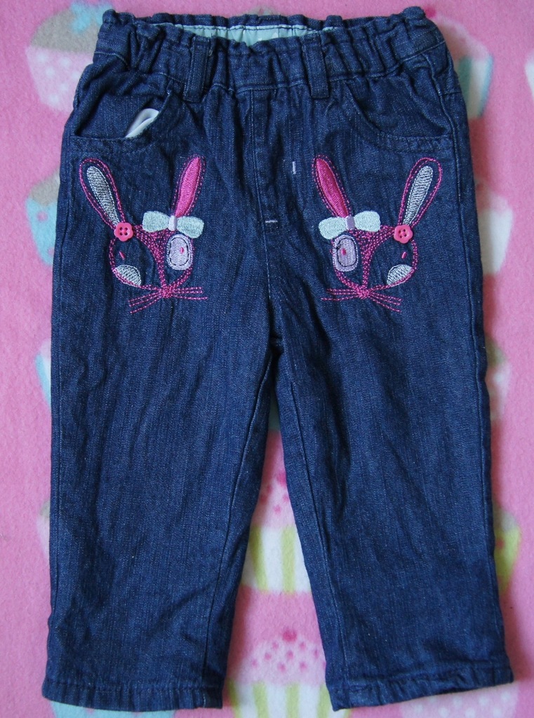 Jeansowe spodnie z zajączek EARLY DAYS 68 cm 3-6 m