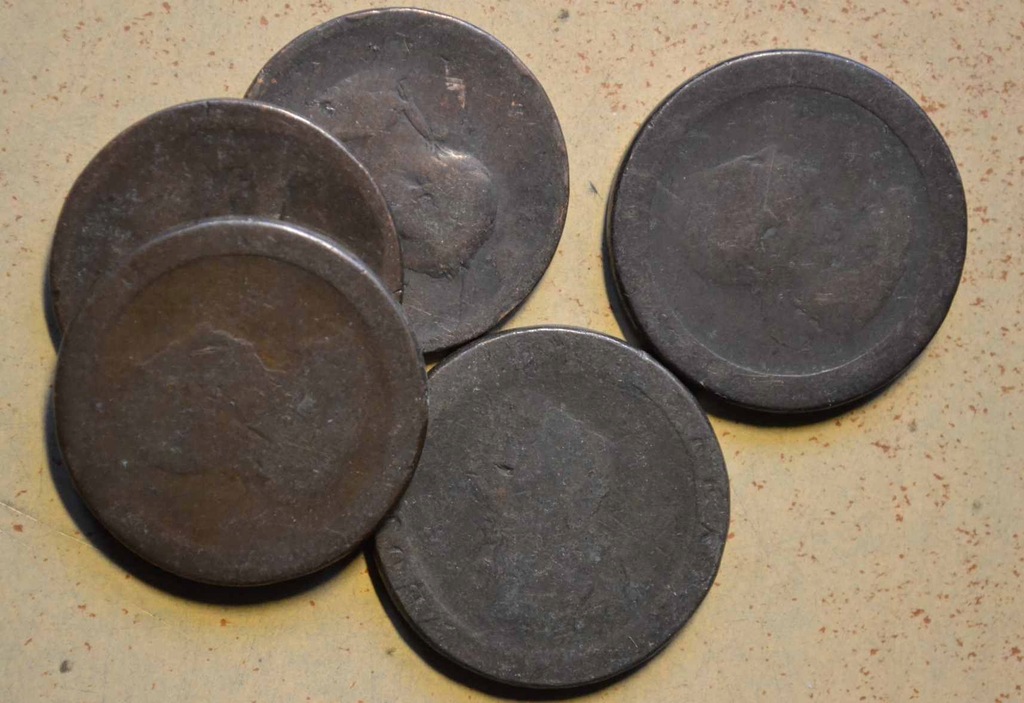 Stara Anglia - 1Penny 1797-1805 zestaw 5 monet BCM