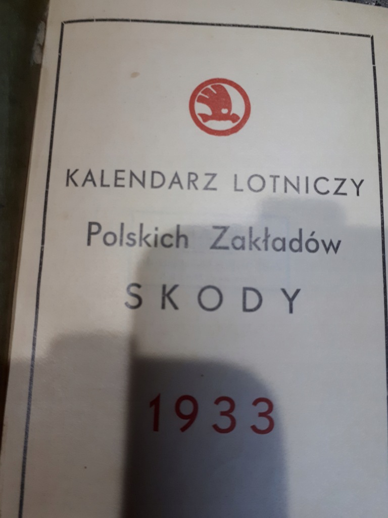 Polskie zakłady lotnicze kalendarz Skoda 1933