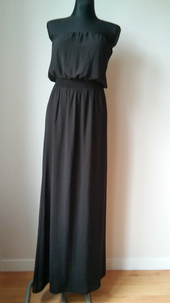 BERSHKA Czarna Długa sukienka 38 M