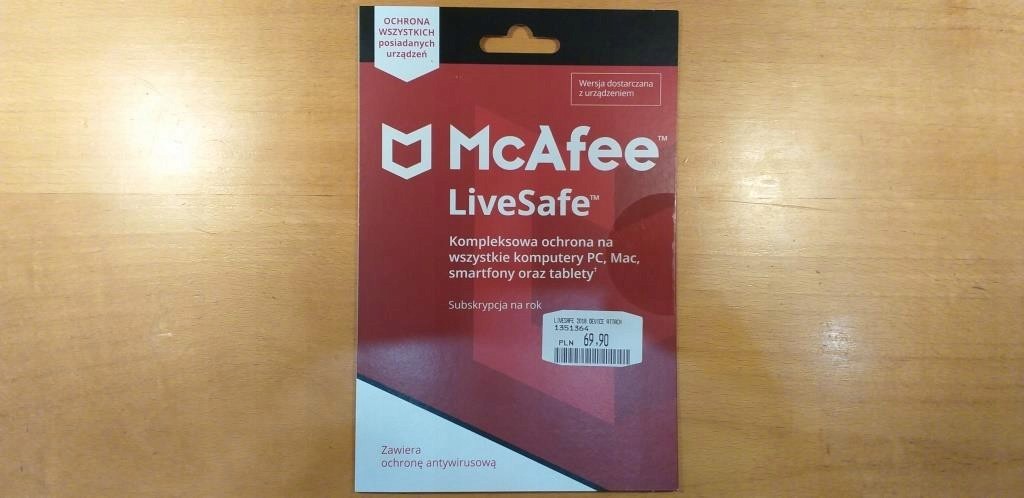 McAfee LiveSafe 2018 kompleksowa ochrona na 1 rok