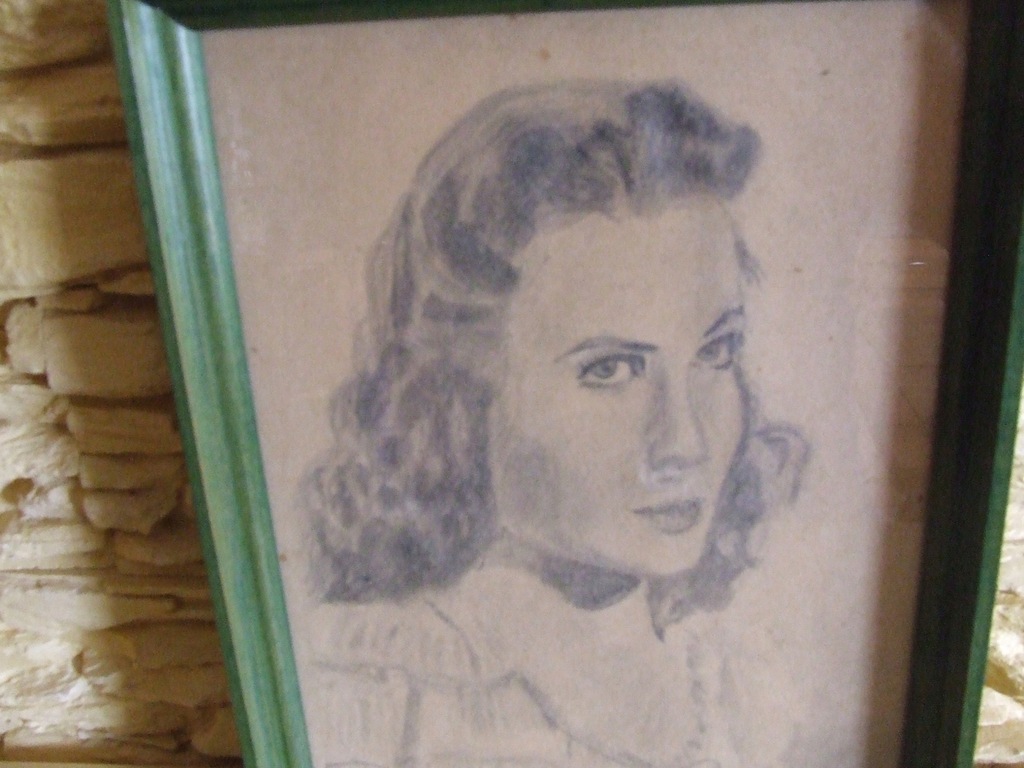 STARY OBRAZ SZKIC RYSUNEK PORTRET KOBIETY FRANCJA