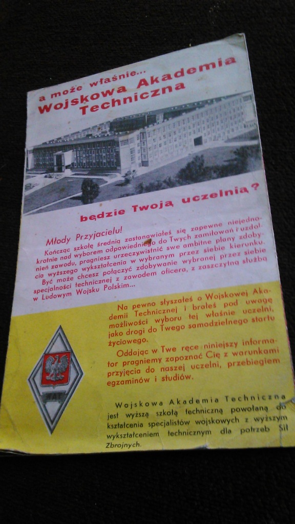 ulotka reklama LWP WAT Warszawa Akademia Techniczn