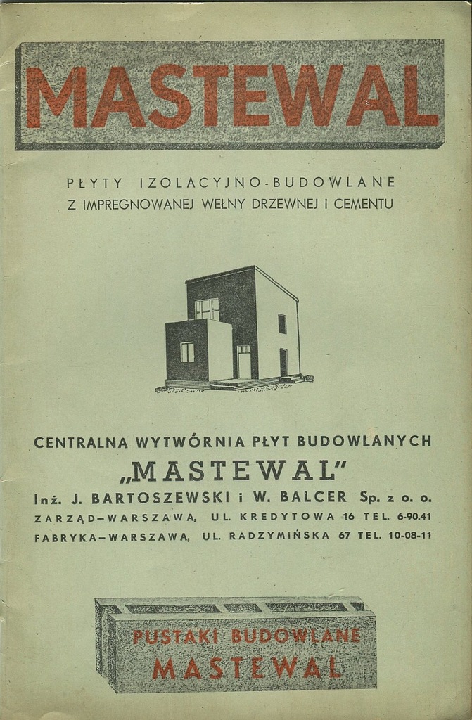 MASTEWAL budownictwo architektura Balcer 1938