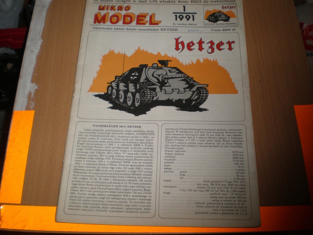 niemieckie działo HETZER - mikro model 1/1991