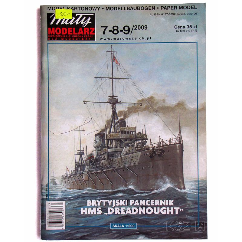 Mały Modelarz 7-8-9/09 Pancernik Dreadnought 1:200