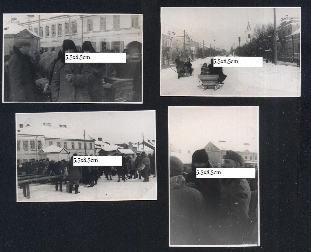 SUWAŁKI  1940 okupacja ulice jarmark ZESTAW 4 FOTO