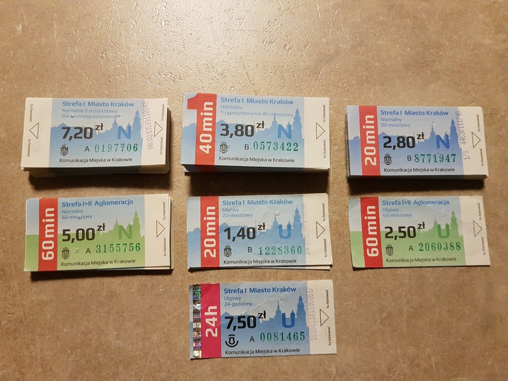 Bilety MPK Kraków MEGA zestaw 137 sztuk !!!