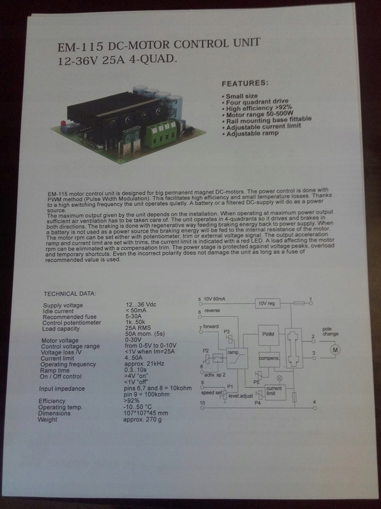 ELECTROMEN EM-115 STEROWNIK SILNIKA DC 12-36V 500W - 7528832156 ...