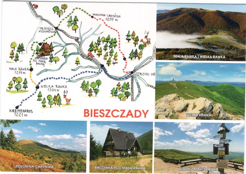 BIESZCZADY - CISNA - MAPA + SCHRONISKO - POŁONINA