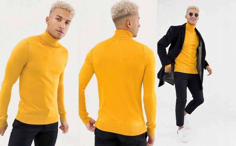E6F106*RIVER ISLAND ŻÓŁTY SWETER GOLF MĘSKI S I00
