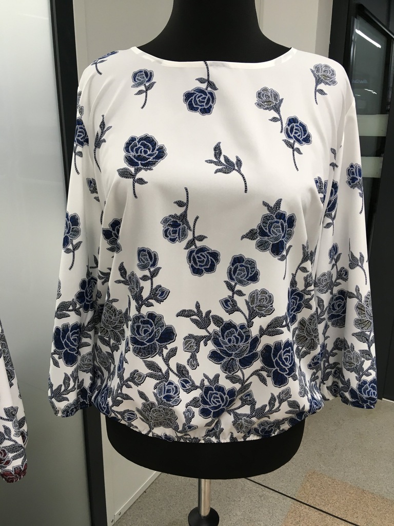 Bluzka Koszulowa Duże Rozmiary w Kwiaty Bordo r.52 - 7167777295