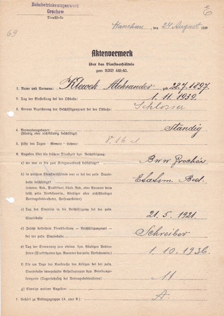 AKTENVERMERK - 1940 ROK