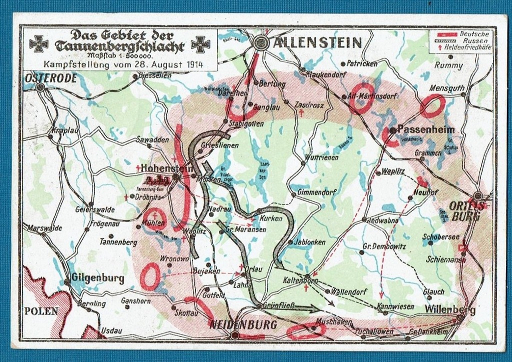 Stębark. Tannenberg. Bitwa. Mapa.