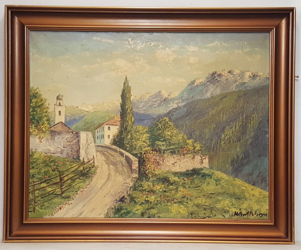 HILBERT PETERSEN, piękny, stary obraz olejny