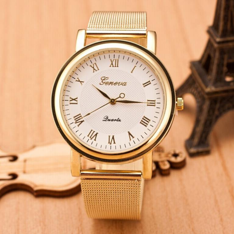 Zegarek Damski GENEVA Złoty Biały Czarn Bransoleta