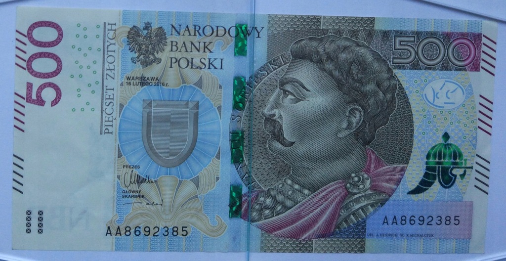 banknot 500zł pięćset złotych seria AA