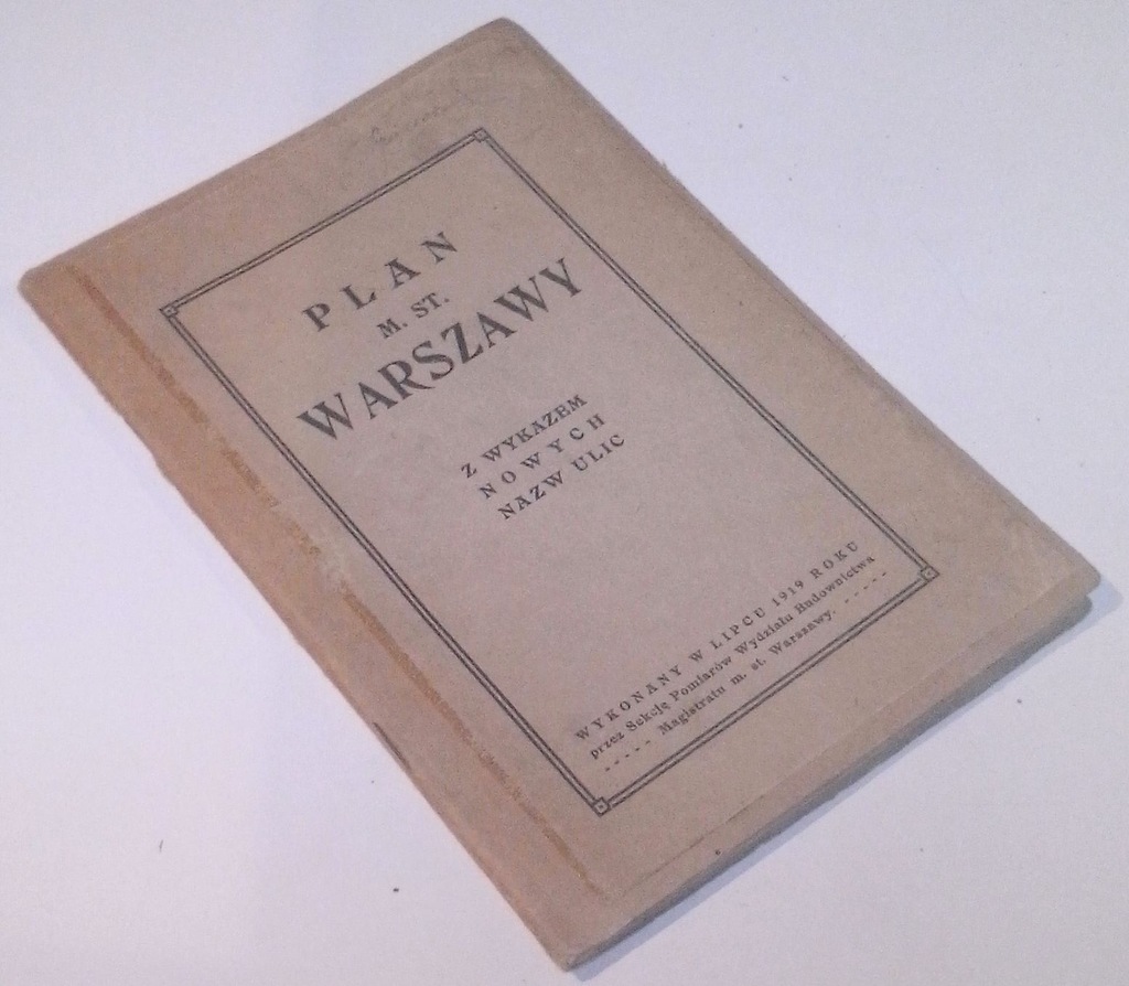 PLAN M. ST. WARSZAWY 1919