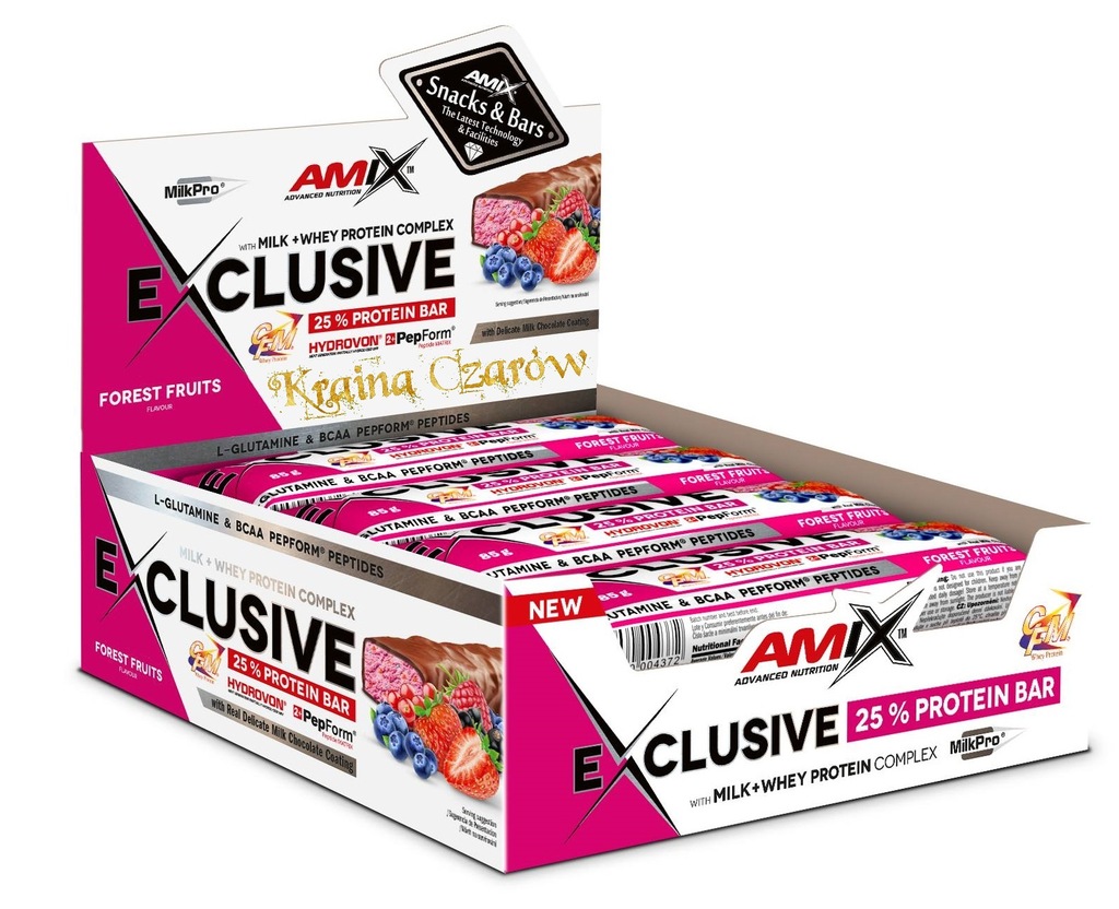 Amix Exclusive BATON PROTEINOWY 12x85 Owoce Leśne