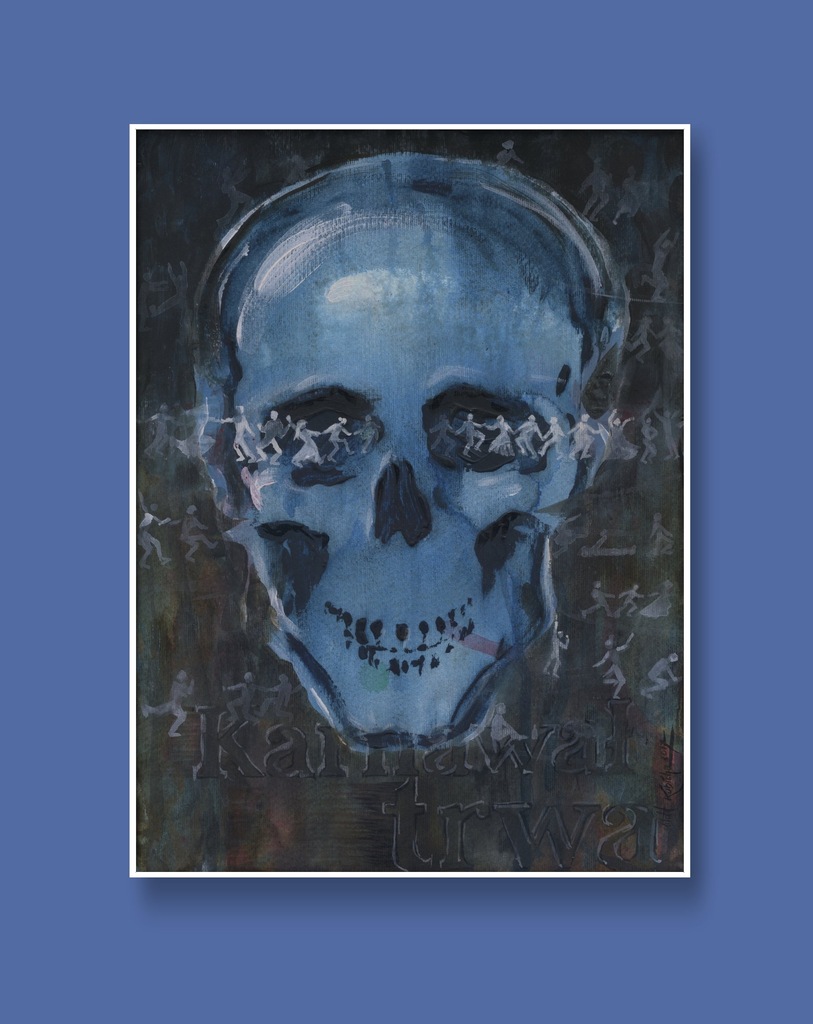Obraz akryl czaszka dance macabre karnawał vanitas