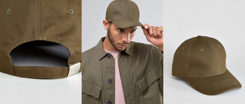 W1404 NE1 ASOS CZAPKA Z DASZKIEM KHAKI