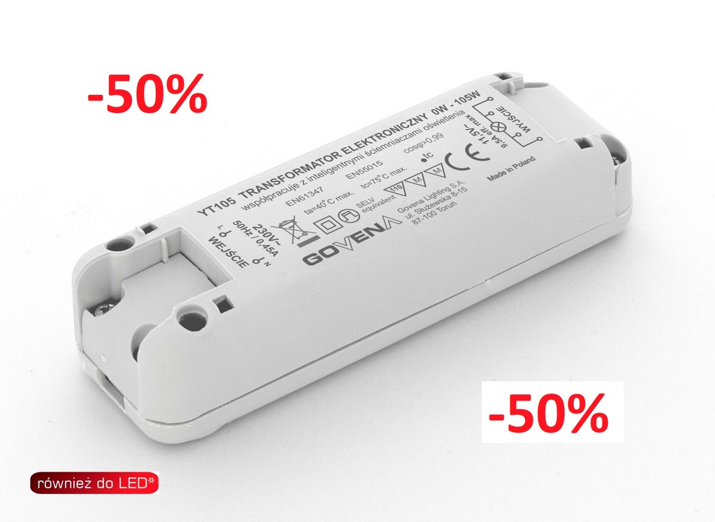 PROMO GOVENA EMC TRANSFORMATOR 0-105W YT105 12V AC