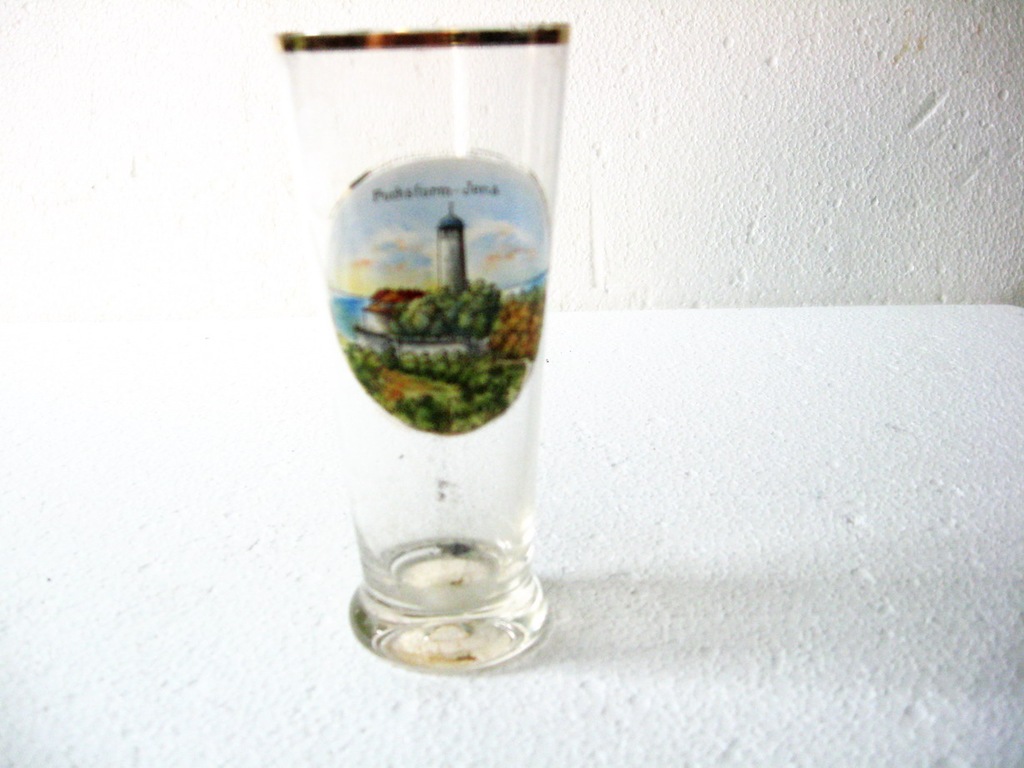 Szklanka pamiątkowa przedwojenna z miniaturą