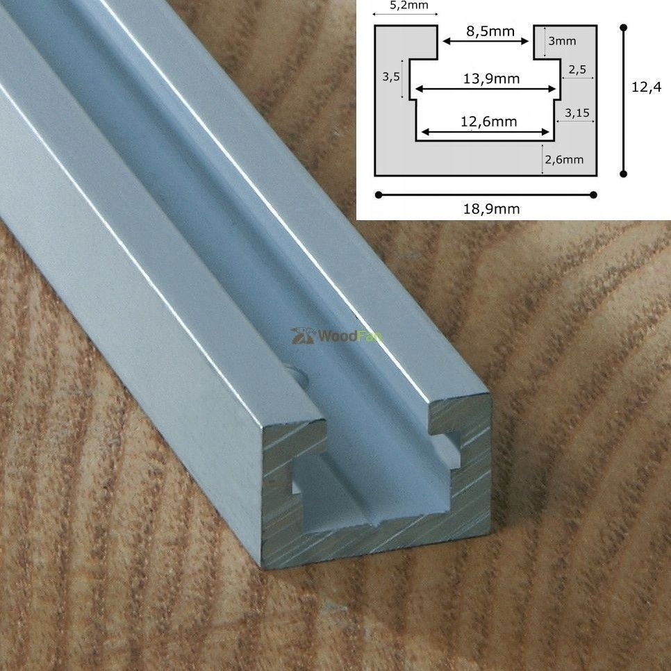 T-Track Profil aluminiowy T rowek 12,7mm dł.122cm