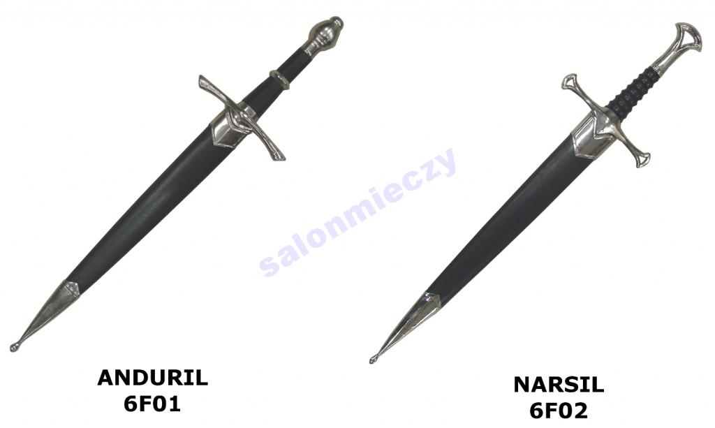 Kordzik Sztylet Anduril Narsil Miniaturka KOMPLET