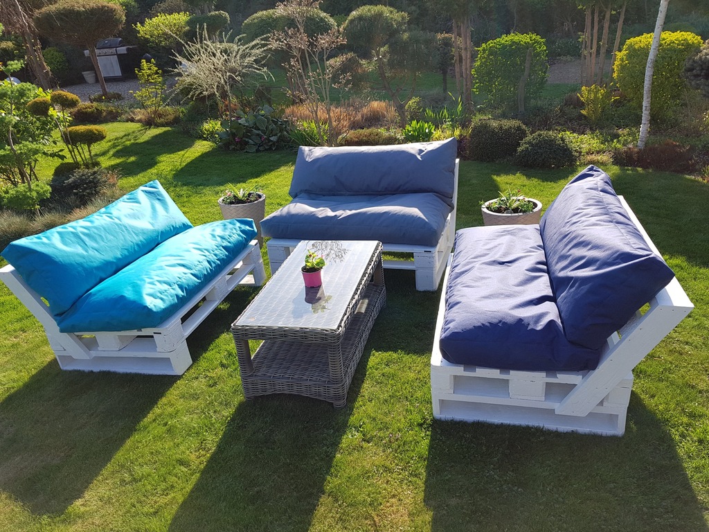 Meble ogrodowe z palet euro 120x80 ławka poduszka