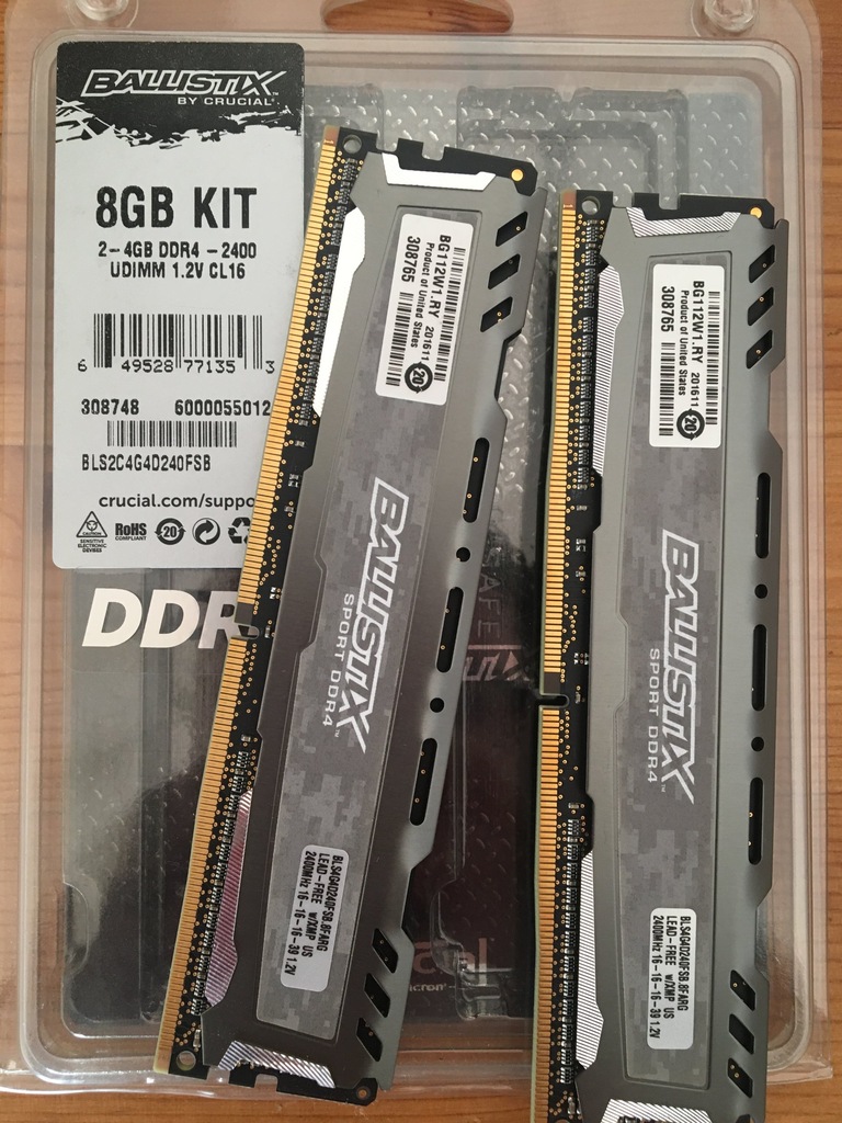 Crucial Ballistix 2x4GB DDR4 CL-16-16-16-39 RAM