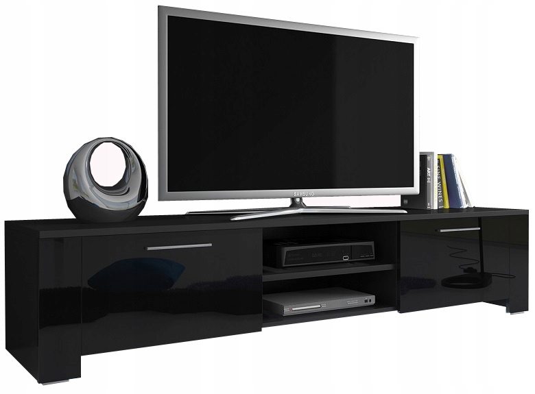 Czarna Szafka RTV stolik pod TV z LED 166cm 170cm