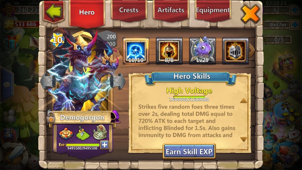 Konto Castle Clash 260k might z Demogorgon